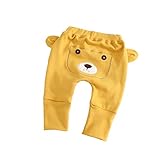 ALLAIBB ベビー服 モンキーパンツ 長ズボン パンツ ロング丈 くまちゃん 耳付き 男の子 おしゃれ 女の子 可愛い 保育園 size 18M (イエロー)