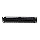 Homyl 12ポート 　CAT5e　パッチパネル　面/壁面マウント　ブラケット　 UTP LAN　 イーサネット　10in