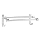 Kesoto タオルバー　バスルーム　壁掛け　ダブルタオルレール　ホルダーバー　フック付き　全4サイズ選べ - 30cm