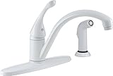 Delta 440-WH-DST Collins Single Handle Kitchen Faucet with Spray, White [並行輸入品]