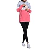マタニティ 目に見えない授乳 授乳服 フード付きの トップス レディース 妊婦服 - 春夏秋冬 長袖 授乳口 付 レイヤード Maternity T-Shirt [Zhhlinyuan]