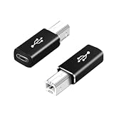 Type-CからType-B MIDI変換USB C USB B変換アダプタ 2個 ブラック 携帯に便利 プラグアンドプレイ USB 2.0標準 電子楽器/電気ピアノ/電子ドラム/MIDI口機器などに適用