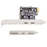 Cablecc 5Gbps USB3.1 Gen1 デュアル Type-C USB-C メス - PCI-E Express 1x カードアダプター ASM1042 ロープロファイルブラケット付き