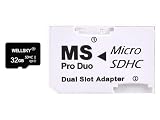 WELLSKY [ 東芝チップ内蔵 ] micro SDHC 32GB Class10 クラス10 UHS-I U1 1枚 & メモリースティック ProDuo 変換アダプター 1枚 [ メモリースティック Pro Duo mark2 32GB Memory Stick Pro Duo 32GB ]