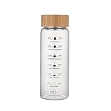 LUCHUAN タイムマーカー付きウォーターボトル 700ml/1000ml ガラスボトル ガラスボトル 水筒 茶こし付き 竹の蓋 洗いやすい 耐久性 耐冷耐熱 クリアボトル スポーツウォーターボトル 大人子供兼用 (700ml)