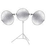 NEEWER トリプルリレフ板ホルダー 5in1折りたたみ式レフ板3個付き 108cm 180°チルト伸縮式トライレフ板マウント 80cm半透明/シルバー/ゴールド/ホワイト/ブラックレフ板付き スタジオ/肖像写真用