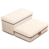 RK ペットステップ ドッグステップ ペット ステップ 階段 犬の階段 2段 タイプ 収納ボックス 組立 折りたたみ コンパクト 軽量 踏み台 スロープ 国内検品済 バニラアイボリー