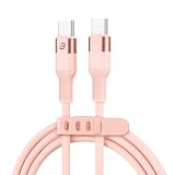BASETEC シリコン充電ケーブル Type-C to Type-C Light 1.5m 【急速充電対応】 高耐久・やわらか素材 USB-Cケーブル Phone16 15 Android Pad ノートPC対応 充電コード 充電器 (65W, ピンク, 1.5m)