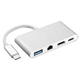 P Prettyia 4IN1 タイプC→ HDMI USB 3.0　RJ45　タイプC アダプタ　USB-C コンバータ