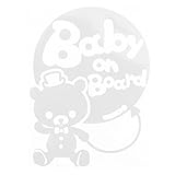 ホワイト（白） Baby on board〈帽子 蝶ネクタイ くま クマ ベア 動物〉ステッカー 窓ガラス用シールタイプ 車の後ろ 妊婦 ※吸盤・マグネッ...
