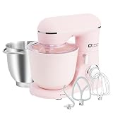 Kitchen in the box スタンドミキサー 4.5L+5Lダブルボウル 大容量 卓上ミキサー 10段階スピード調節 3種類アタッチメント付き 家庭用 業務用 こねる/混ぜる/泡立てる ピンク