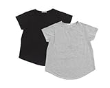 半袖裾ラウンド　授乳Tシャツ　2枚組（グレー×ブラック）