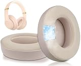SoloWIT 冷却ジェル パッド イヤーパッド Beats Studio 3 ＆ Studio 2 Wired/Wireless 用 ヘッドセット 交換パッド A1914/B0500/B0501 用 ヘッドパッド ノイズアイソレーション 高密度フォーム 替え 耳当て 冷感 ‐ サテンゴールド