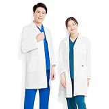 [E-SONG] 男女兼用 白衣 ストレッチ 柔らかい肌触り 綿高混率 サイズ充実 工業洗濯可能 ドクターコート 診察衣 医療 091 (3XL, ホワイト)