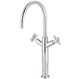 Kingston Brass KS8061JX Concord Vilbosch Twin Cross Handle Vessel Sink Faucet Without Pop-Up, Polish