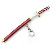 キーチェーン 日本の剣 ミニ シミュレーション ソード モデル 武士 ナイフ 剣 武器 かたな 合金 ソードキーリング バッグチャーム ペンダント デコレーション 赤