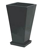 インテリアポット　ノーブル　ブラック　18cm 皿付　(穴有り)　　／植木鉢