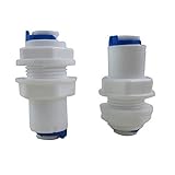 Malida 1/4" inch White Fittings Bulkhead Connector Tube Quick Connect for RO Unit (Pack of 2) [並行輸入品