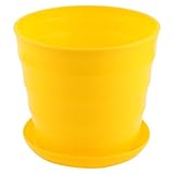 uxcell 植物鉢?イエロー?丸型 プラスチック 19cm直径?ホーム?バルコニー?庭園?植物?プランター