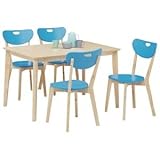 ダイニングセット 5点【ダイニングテーブル(ナチュラル天板)幅120cm＆チェア4点(ブルー）セット】 木製【開梱設置】【代引不可】 生活用品 インテリア 雑貨 インテリア 家具 テーブル ダイニングテーブル ダイニングセット 5点セット 