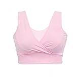 【ママ＆キッズ】Poche マタニティ コットン オープンクロスタイプ 授乳 ブラジャー 下着 産前 産後 M L XL XXL XXXL イエロー ピンク 肌色 (XL, ピンク)