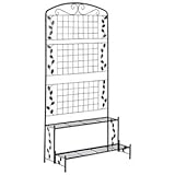 フェンス付きフラワースタンド/間仕切り/目隠し 【2段/2個セット】 スチール製 幅80cm 〔ガーデニング用品〕