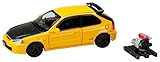 HJ64 1/64 ホンダシビック TYPE R (EK9) 1997 カスタムバージョン/エンジンディスプレイモデル付 サンライトイエロー 完成品