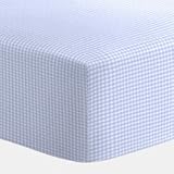 Light Blue Gingham Portable Crib Sheet by Baby Doll
