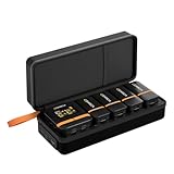 Luejnbogty Vimo Q 2.4GHz ラベリア マイク システム クリップオン マイク 大画面 200m 伝送距離 ノイズリダクション 16 時間持続 レシーバー + 送信機 4 個 + 充電ボックス + アダプターケーブル 2 本 + 充電ボックス + ウィンドマフ 4 個 Android スマートフォン、タブレット、コンピューター、ラップトップ カメラと互換性あり