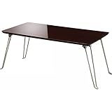 nobrand 鏡面折りたたみテーブル ダイニング ダークブラウン（木目調）(PUT-8040MDBR)