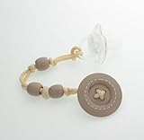 Jeanky Wooden Button Pacifier Clip (Tan) by Crystal Dream