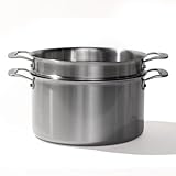 Made In Cookware – 8クォートステンレススチールストックポット スチーマーバスケットインサート付き – 5層ステンレスクラッド – プロフェッショナル調理器具 – イタリア製 – IH対応