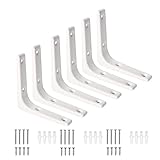 OEEKOI 棚受け 金具 L字型 6本セット 壁掛け 棚うけ 金具 アングルブラケット L型棚受け金具 棚受け ブラケット150mm*125mm (6個入, ホワイト)