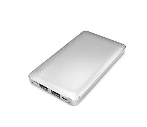 【Amazon.co.jp限定】SMILE WORLD 10,000mAh 大容量 薄型 モバイルバッテリー 2USBポート同時充電可能 リチウムポリマー電池使用 iPhone/Android/Xperia/各種スマホ/タブレット 等 対応 メタルシルバー SWA-1-SL