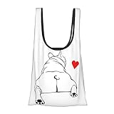 [MUZIZY] エコバッグ おしゃれ フレンチブルドッグ 犬柄 可愛い 買い物袋 丈夫 防水 コンパクト 手提げバッグ 折りたたみ トートバッグ ショッピングバッグ 繰り返し可