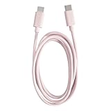 イツワ商事 パステルカラー USB Type-C to Type-C ケーブル, 1.0m 高速データ転送 480Mbps, 5色展開 (パープル/ブルー/ピンク/ホワイト/ベージュ), 20V3A 急速充電対応 (ピンク)
