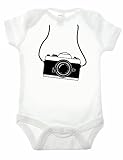 Bullshirtのカメラ半袖Babygrow カラー: ホワイト