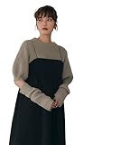 [ティティベイト] アームウォーマー付 パフスリーブ ニット AAXP3399 レディース S グレイッシュベージュ