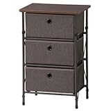 簡単組立てチェスト/タンス 3段 折りたたみ式 スチール LFS-701BR ブラウン 3段