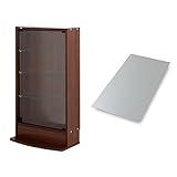 【福袋】【地球家具】コレクションラック「レギュラー」新シリーズセット 幅55cm 奥行19cm 【正規品】[鍵付きコレクションケース] [耐震]（開き戸 ロータイプ本体+背面ミラー1枚セット） ブラウン