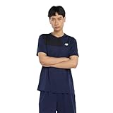 [ニューバランス] 半袖Tシャツ AMT53400 Sport Color Block T-Shirt 吸水速乾 スポーツ トレーニング ランニングメンズ(AMT53400) TNV(チームネイビー