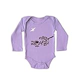 【ベビー】長袖ロンパース「TWIG」ラベンダー色(親子おそろい服)3-6months (60)