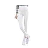 Cozy Maker（C&M）マタニティ パンツ スキニー 産前産後 レギンス レディース ストレッチ 妊婦 10分丈 楽チン カジュアル 大きいサイズ 黒 白 (M, ホワイト)