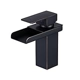 beeleeバスルームシンク蛇口デッキマウントWaterfall真鍮ORBバスルームシンクミキサー蛇口 – ブラック