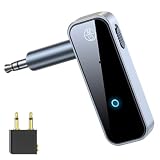 Bluetooth 5.3 トランスミッター 【飛行機用プラグ付】 ブルートゥース トランスミッター レシーバー 一台二役 SBC対応 ハンズフリー通話 3.5mmイヤホンジャック搭載 フライト/テレビ/カーステレオ/トレッドミル用 『TELEC認証済み』