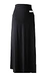 マタニティ ロング マキシ スカート ゆったり 楽ちん 折り返して 産後 も (ブラック)