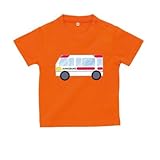 BabyChips 救急車(名入れ半袖ベビーTシャツ) 130 オレンジ