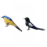 Dovewill 鳥の装飾　庭　置物　2個セット　人工フェザー　現実的　小道具　害虫駆除 - タイプ2