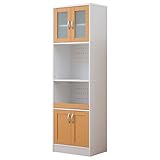 ワイエムワールド　食器棚 レンジボード スリム 約幅60cm　キッチン収納（ホワイト＆ナチュラル）