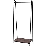 山善(YAMAZEN) ハンガーラック 棚付き Aスタイルハンガー シングル ウォルナット 幅66×奥行39.5×高さ151cm ASH-S(WL/BK)